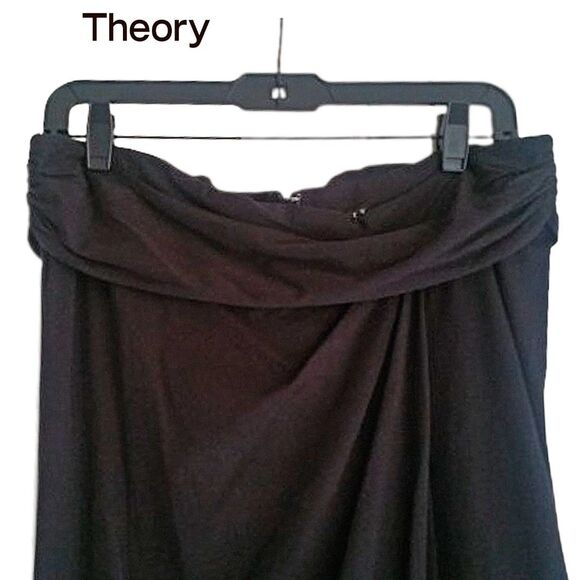 Theory NEW Minimalist RHINA Faux Wrap Drape Ruche Waist Knee Skirt M - Picture 2 of 11